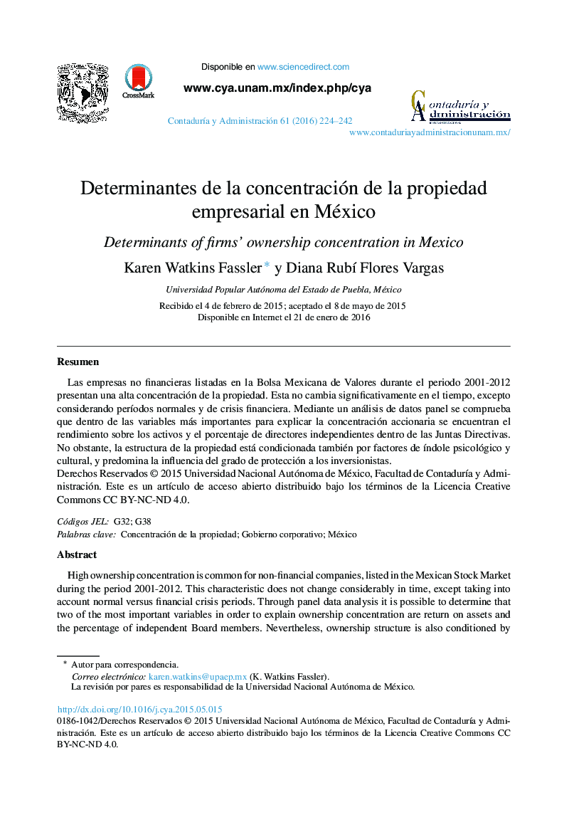 Determinantes de la concentración de la propiedad empresarial en México 