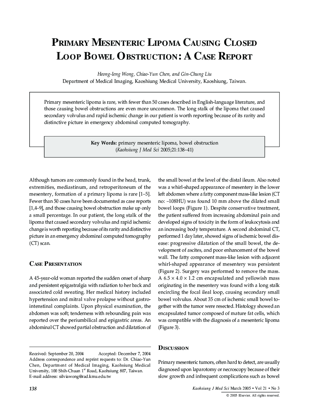 Primary Mesenteric Lipoma Causing Closed Loop Bowel Obstruction: A Case Report