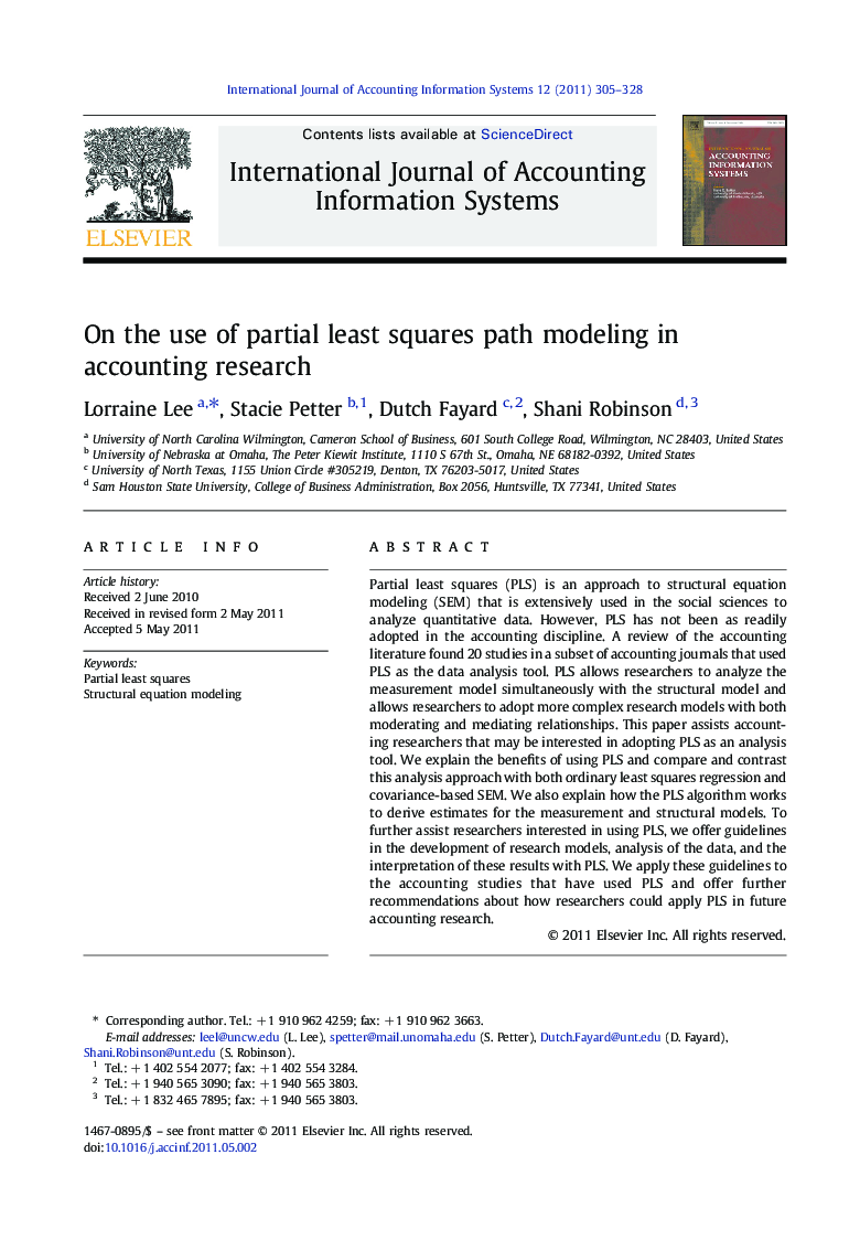 On the use of partial least squares path modeling in accounting research