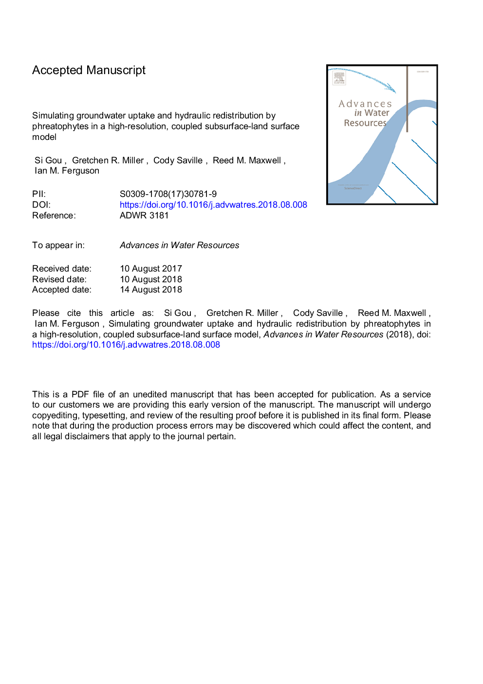 شبیه سازی جذب آب های زیرزمینی و توزیع مجدد هیدرولیکی توسط فریتوفیت ها در یک مدل سطح زمین زیرزمینی با وضوح بالا