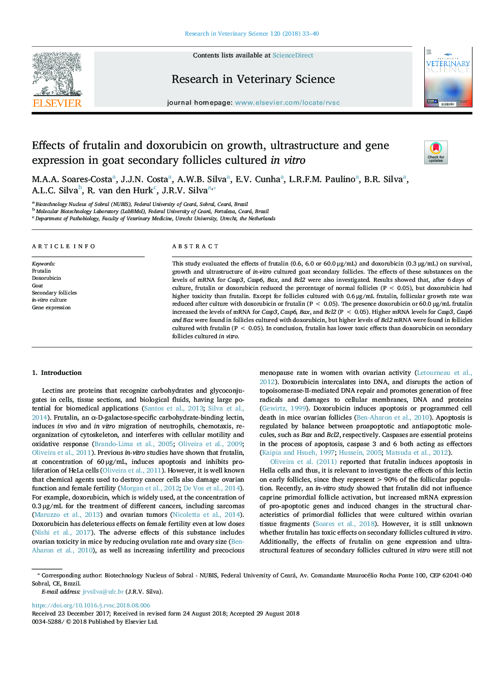 اثرات فتورالین و دوکسوروبیسین بر رشد، فراصوت و بیان ژن در فولیکول های ثانویه بز در شرایط آزمایشگاهی
