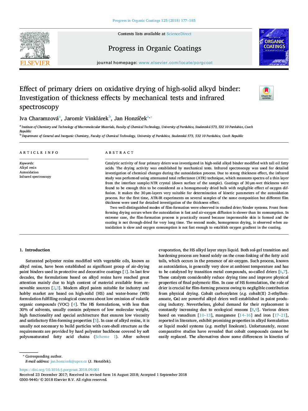 تأثیر خشک کن های اولیه بر خشک کردن اکسیداتیو باندینگ آلکیدی جامد: بررسی اثرات ضخامت توسط آزمایش های مکانیکی و طیف سنجی مادون قرمز