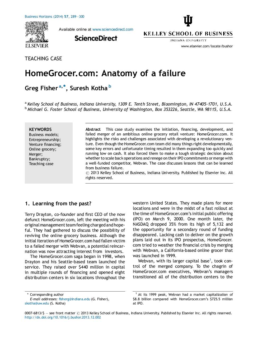 HomeGrocer.com: Anatomy of a failure