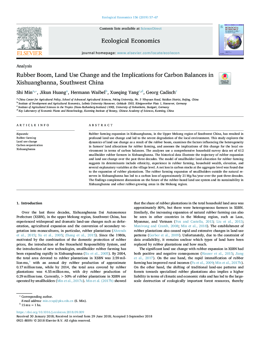 Rubber Boom, Land Use Change and the Implications for Carbon Balances in Xishuangbanna, Southwest China