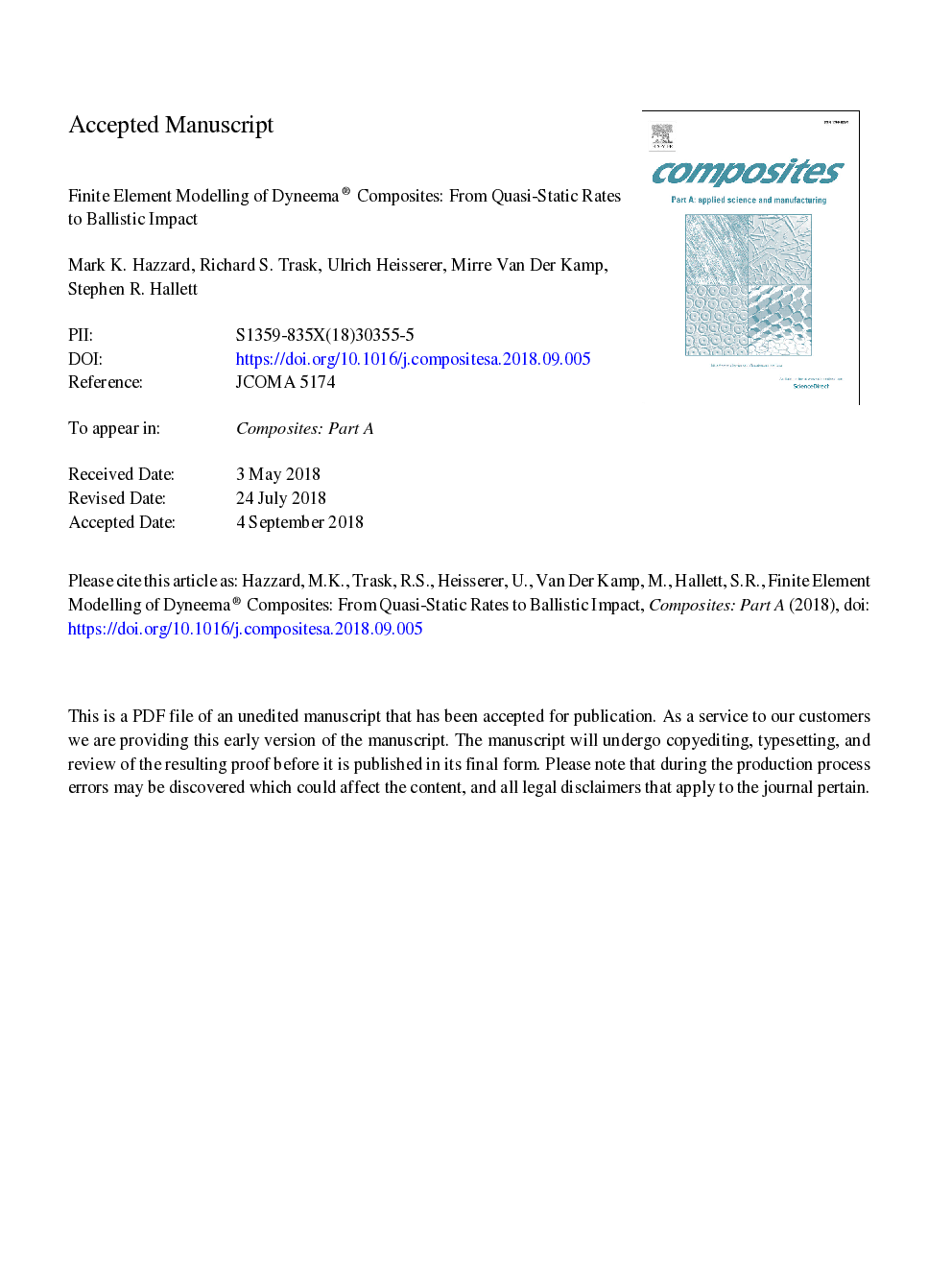 Finite element modelling of Dyneema® composites: From quasi-static rates to ballistic impact