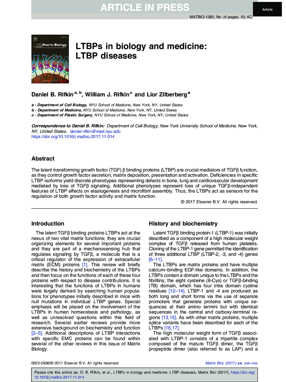 LTBPs in biology and medicine: LTBP diseases