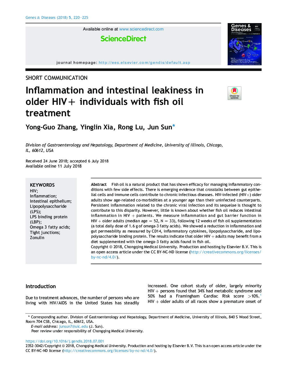 Inflammation and intestinal leakiness in older HIV+ individuals with fish oil treatment