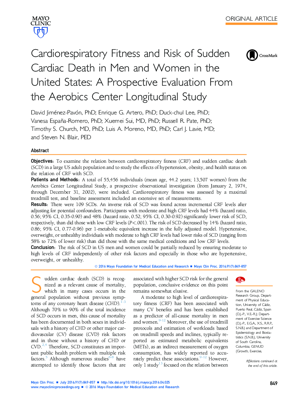 تناسب اندام قلبی عروقی و خطر مرگ ناگهانی قلب در مردان و زنان در ایالات متحده 