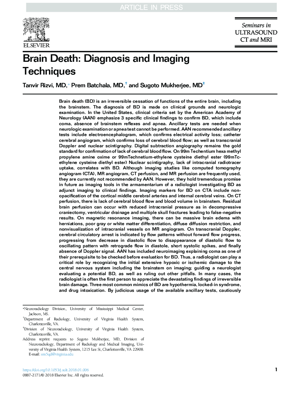 مرگ مغزی: تشخیص و تکنیک های تصویربرداری
