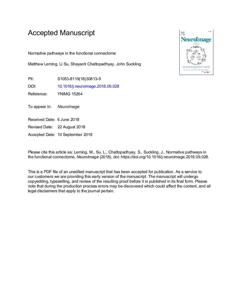 Normative pathways in the functional connectome