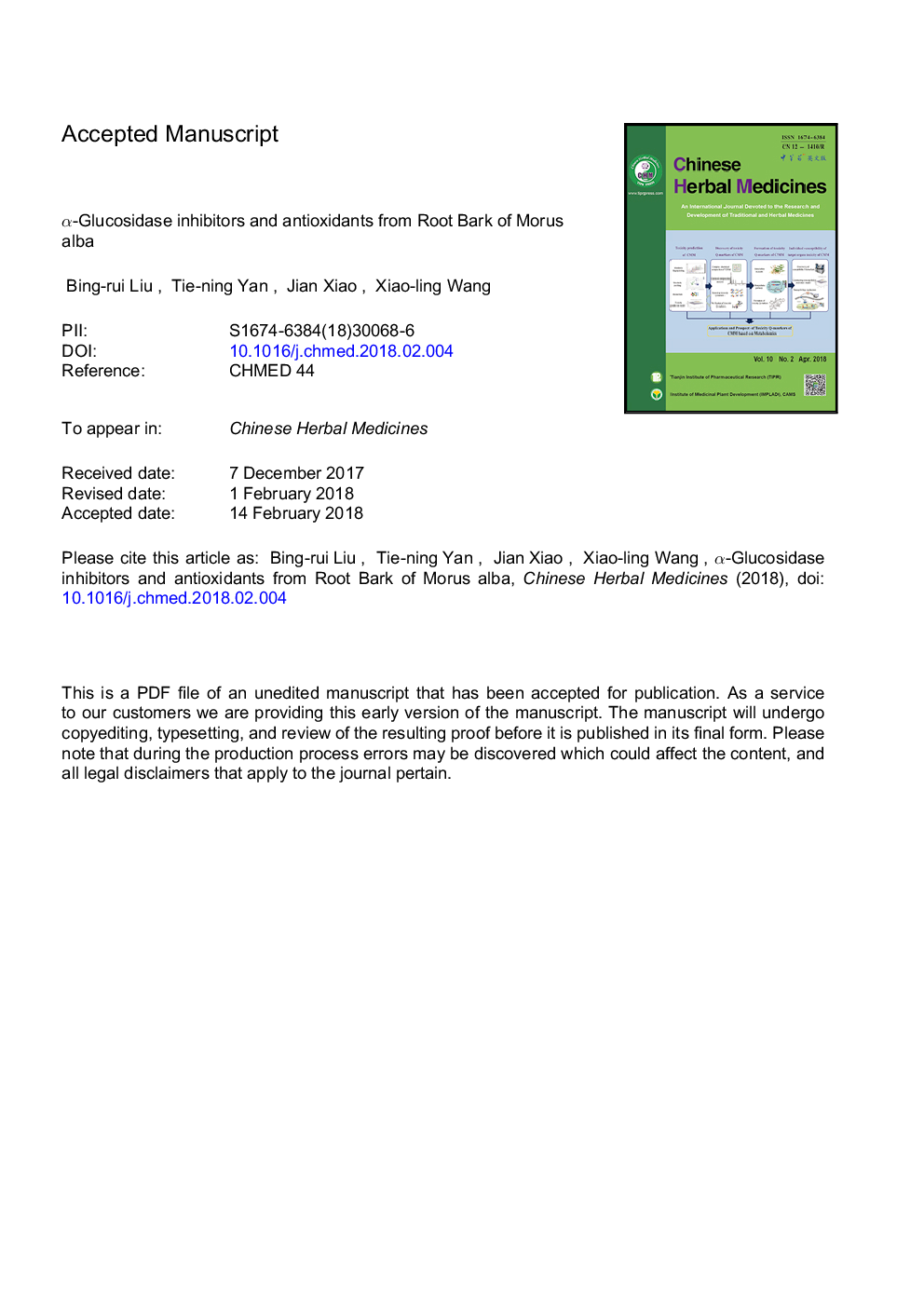 Î±-Glucosidase inhibitors and antioxidants from root bark of Morus alba