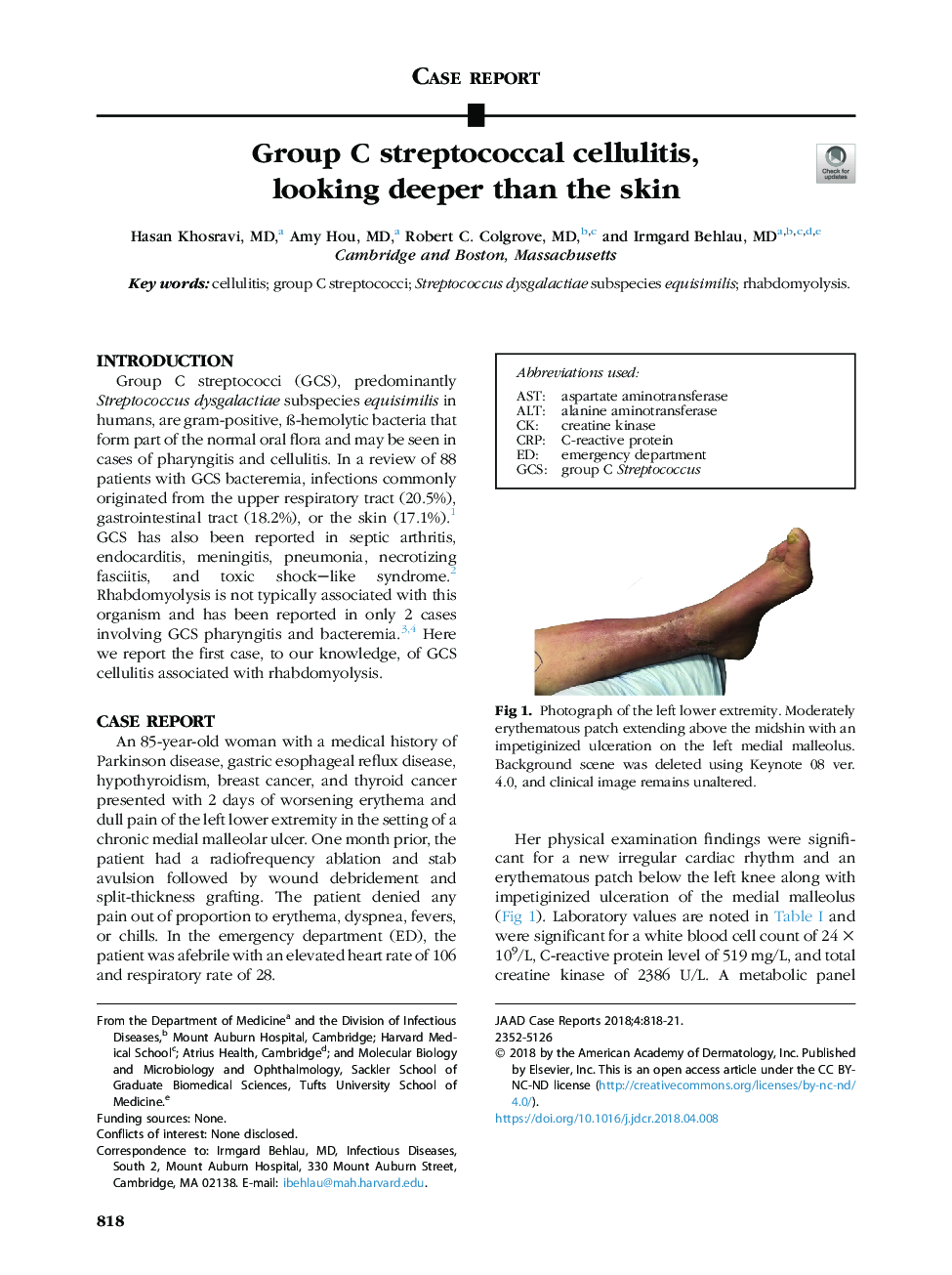 Group C streptococcal cellulitis, looking deeper than the skin