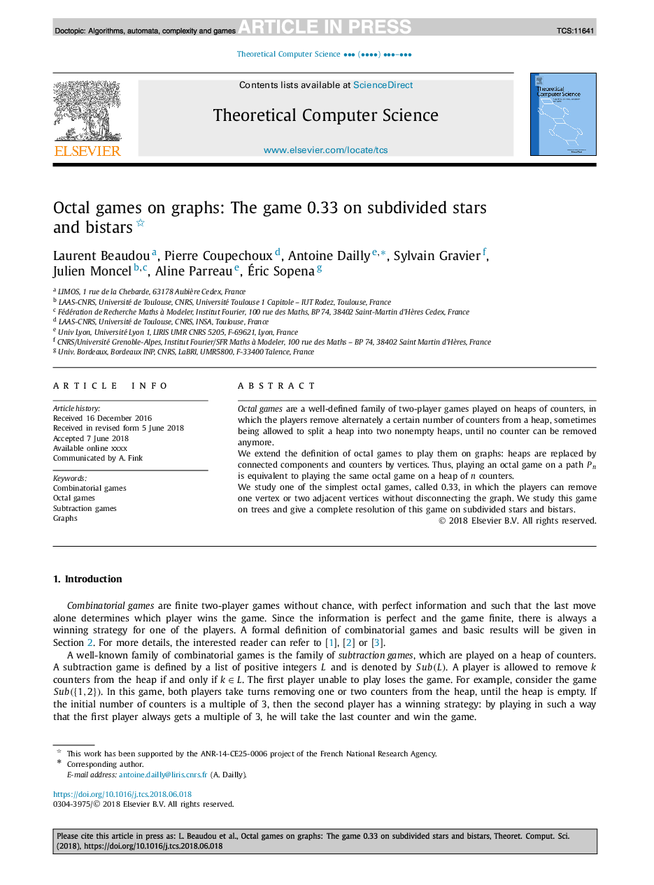 Octal games on graphs: The game 0.33 on subdivided stars and bistars