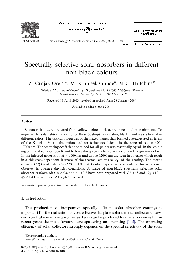 Spectrally selective solar absorbers in different non-black colours