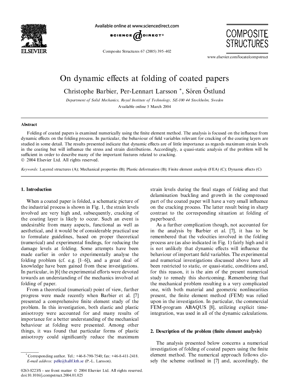 On dynamic effects at folding of coated papers