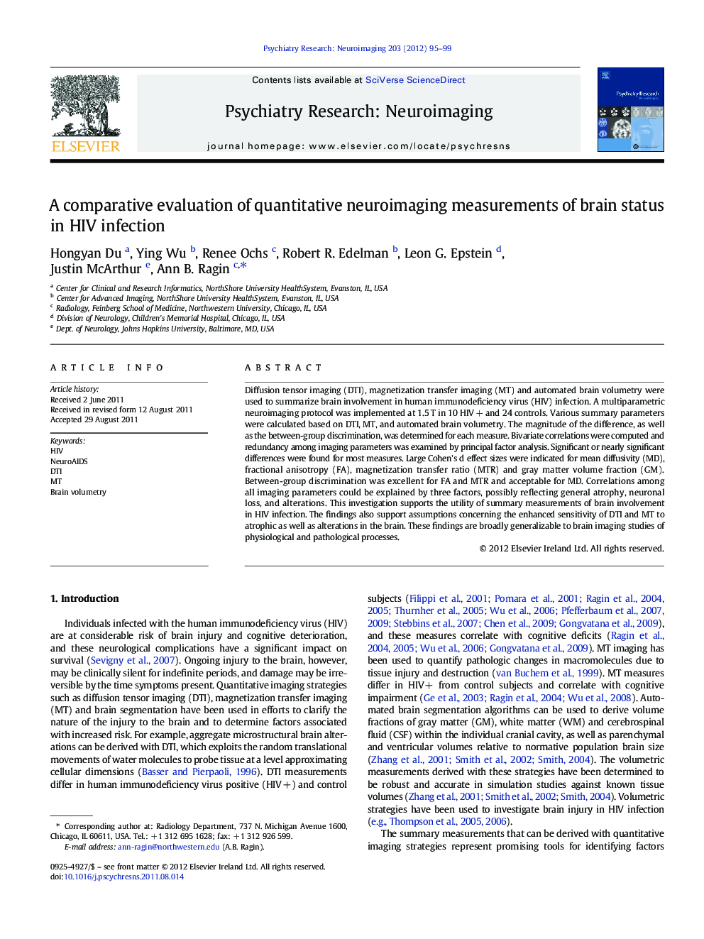 A comparative evaluation of quantitative neuroimaging measurements of brain status in HIV infection