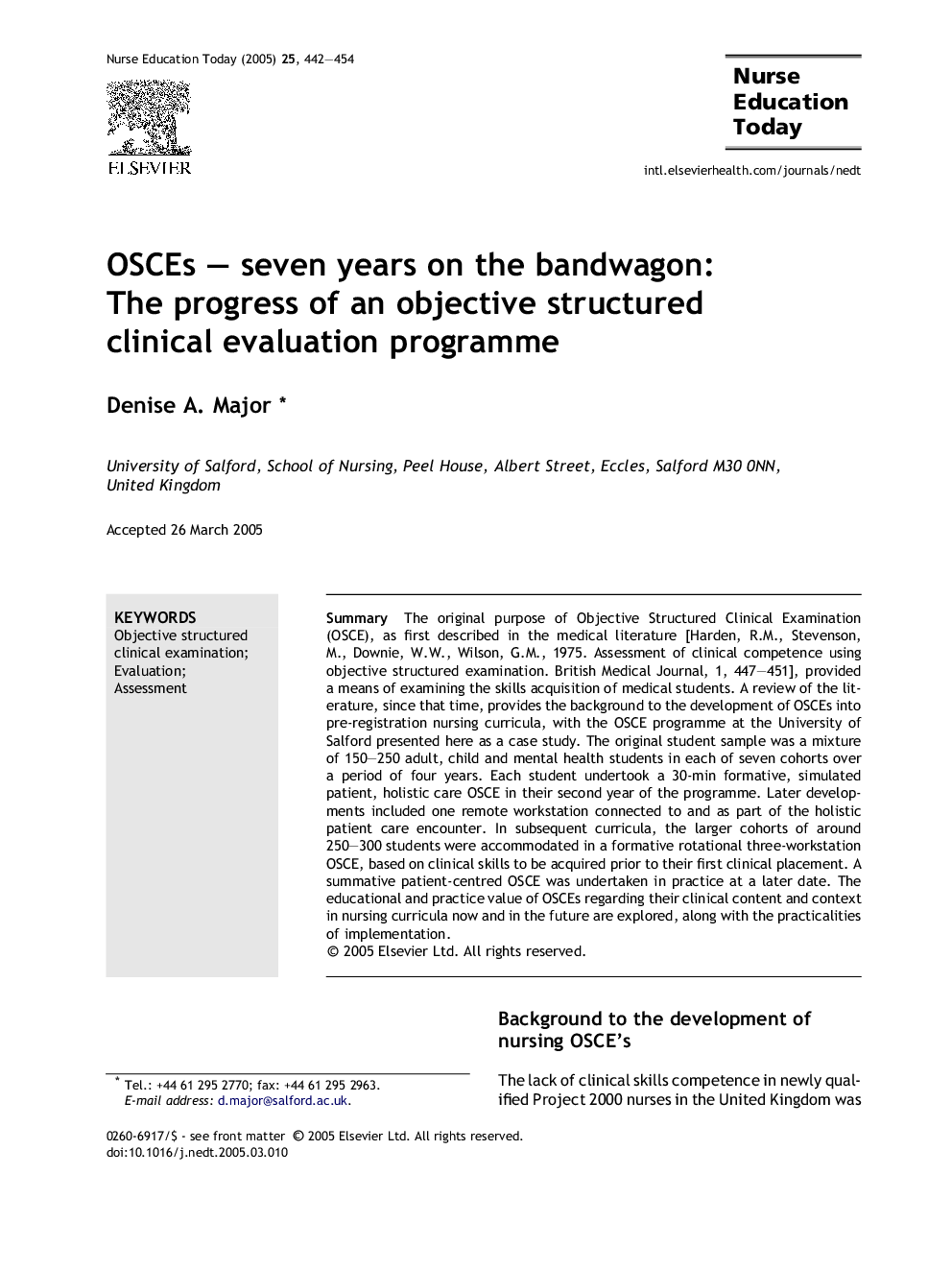 OSCEs - seven years on the bandwagon: The progress of an objective structured clinical evaluation programme