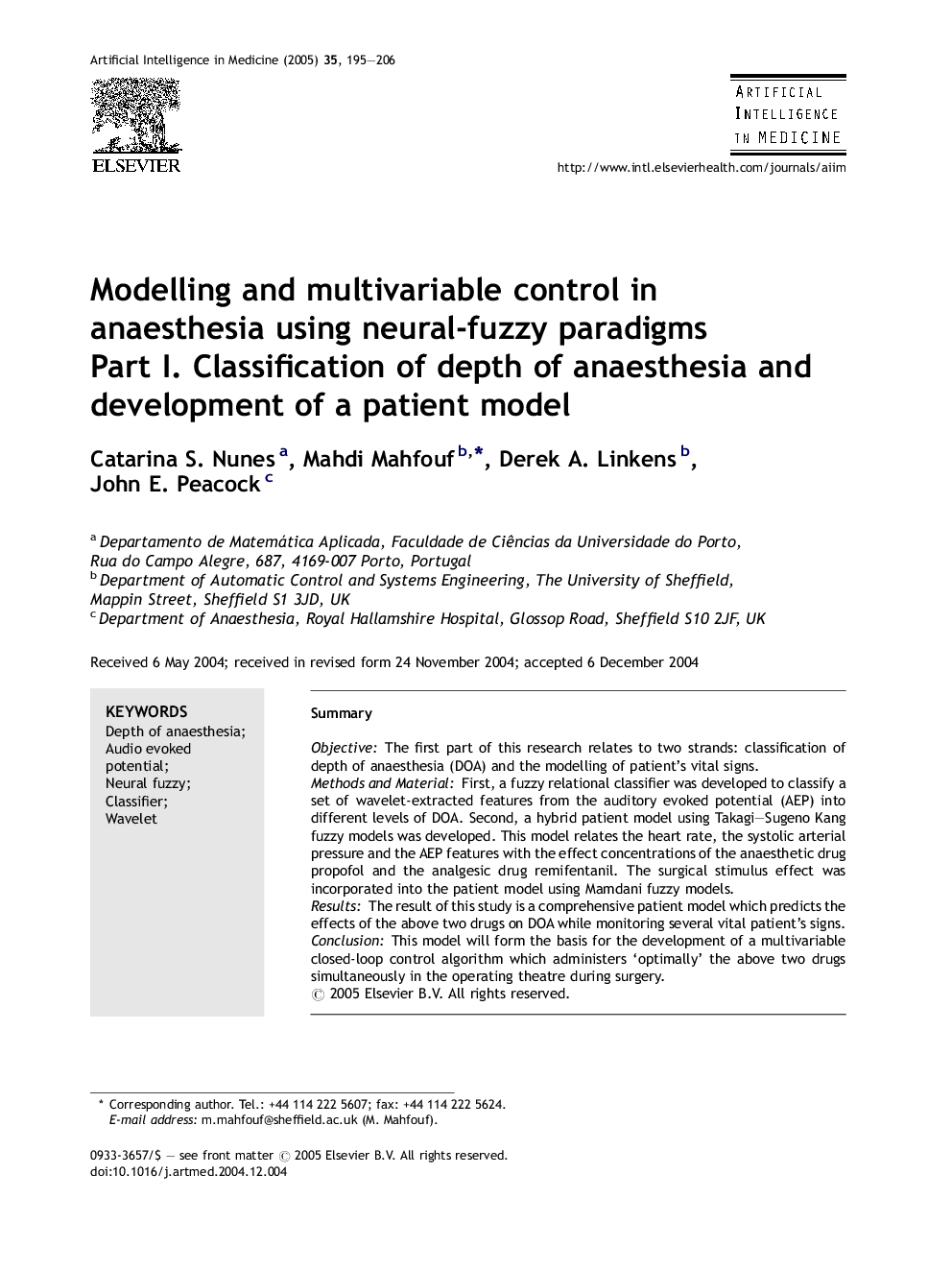Modelling and multivariable control in anaesthesia using neural-fuzzy paradigms