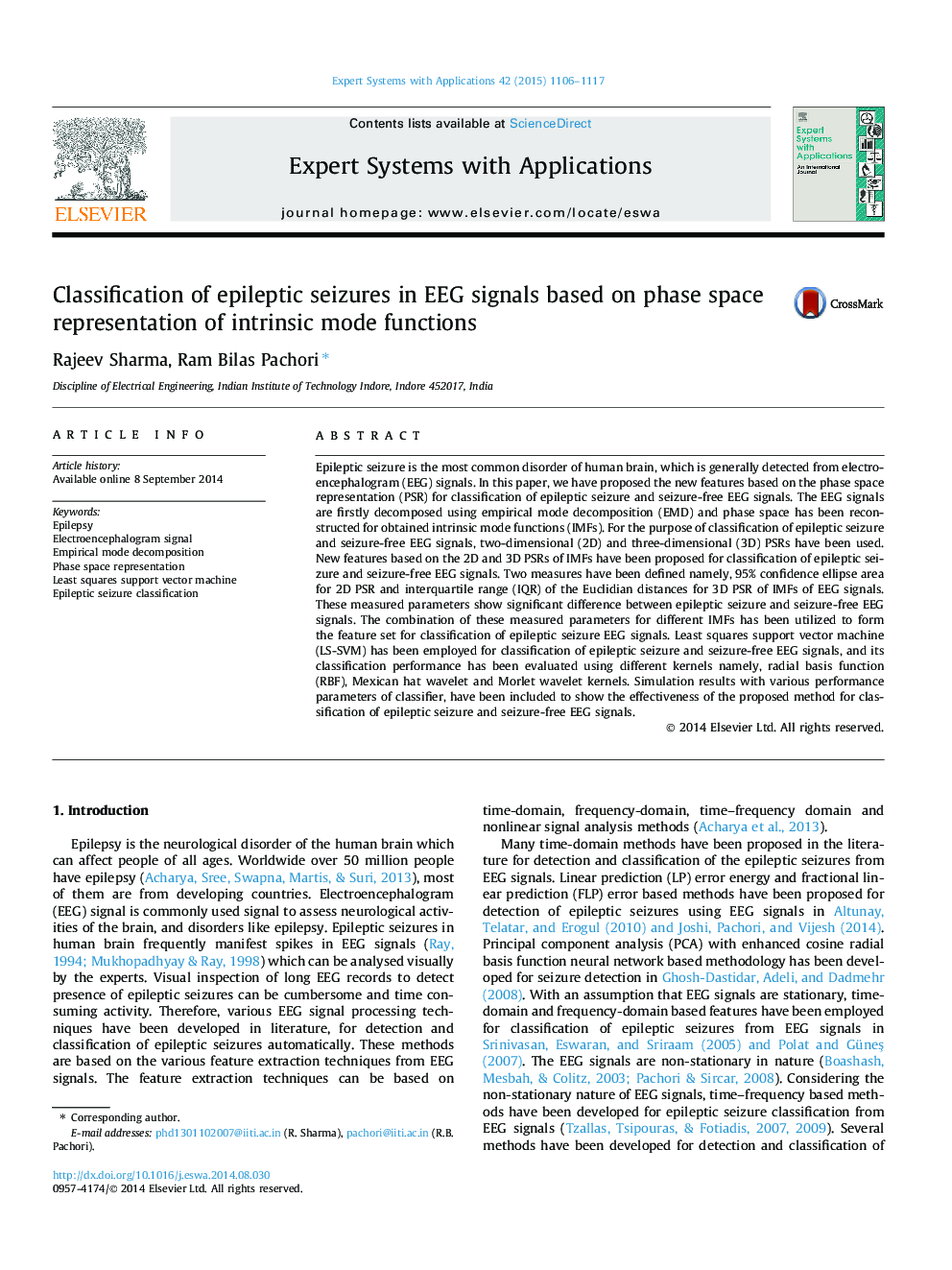 Classification of epileptic seizures in EEG signals based on phase space representation of intrinsic mode functions