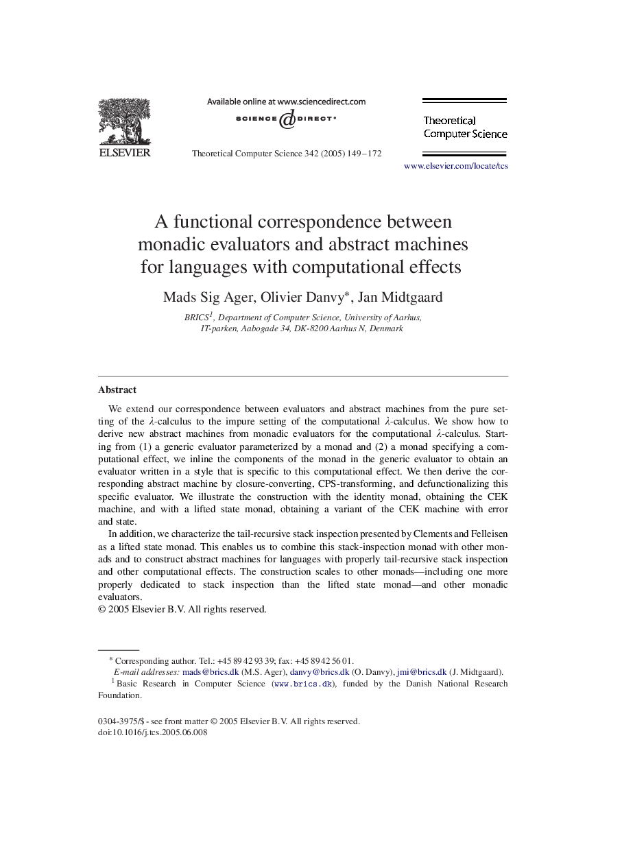 A functional correspondence between monadic evaluators and abstract machines for languages with computational effects
