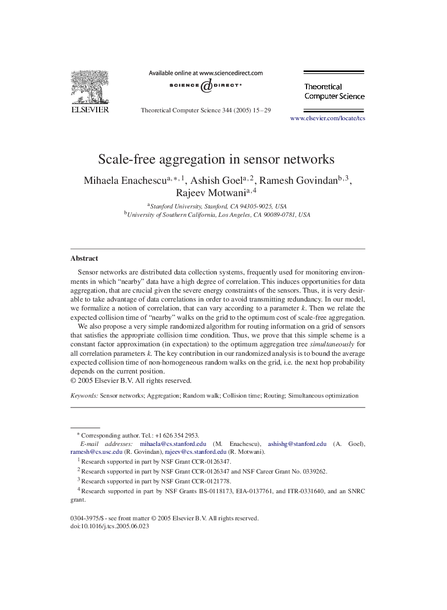 Scale-free aggregation in sensor networks