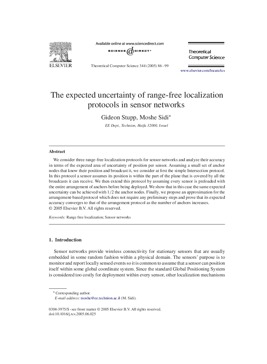 The expected uncertainty of range-free localization protocols in sensor networks