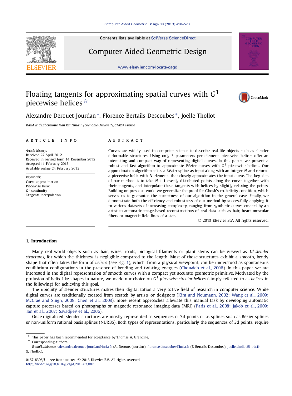 Floating tangents for approximating spatial curves with G1 piecewise helices