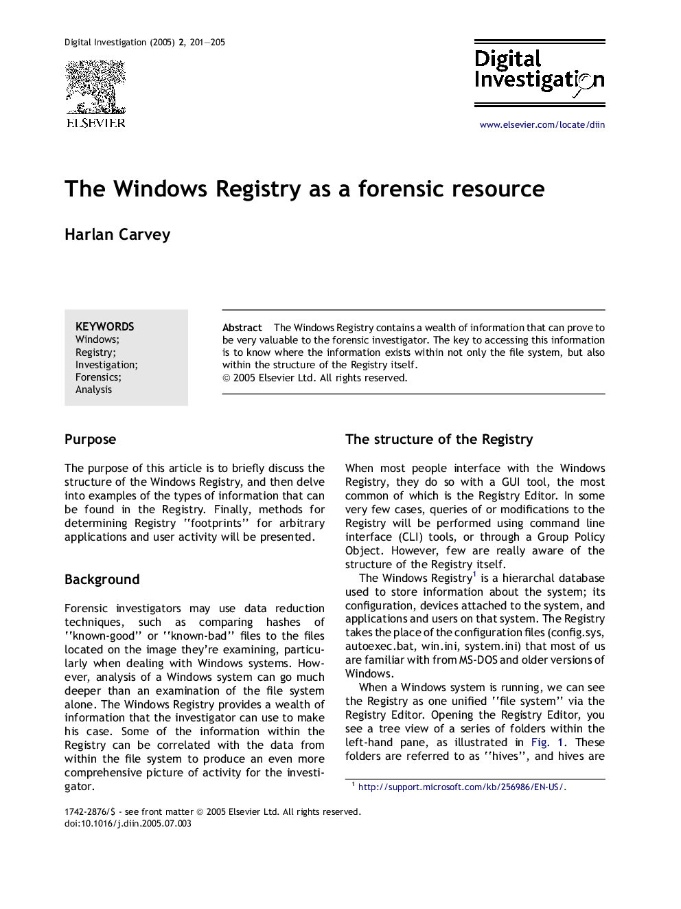 The Windows Registry as a forensic resource