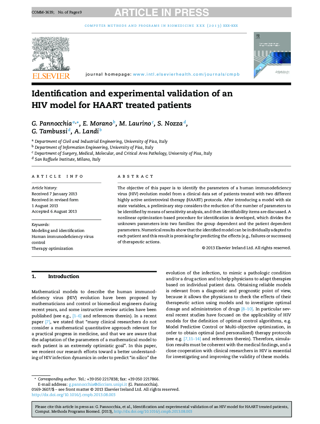 Identification and experimental validation of an HIV model for HAART treated patients