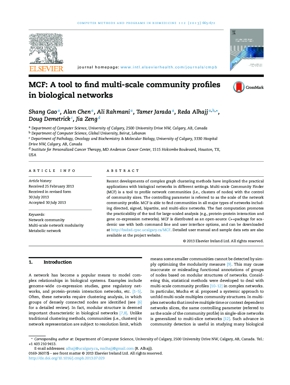 MCF: A tool to find multi-scale community profiles in biological networks