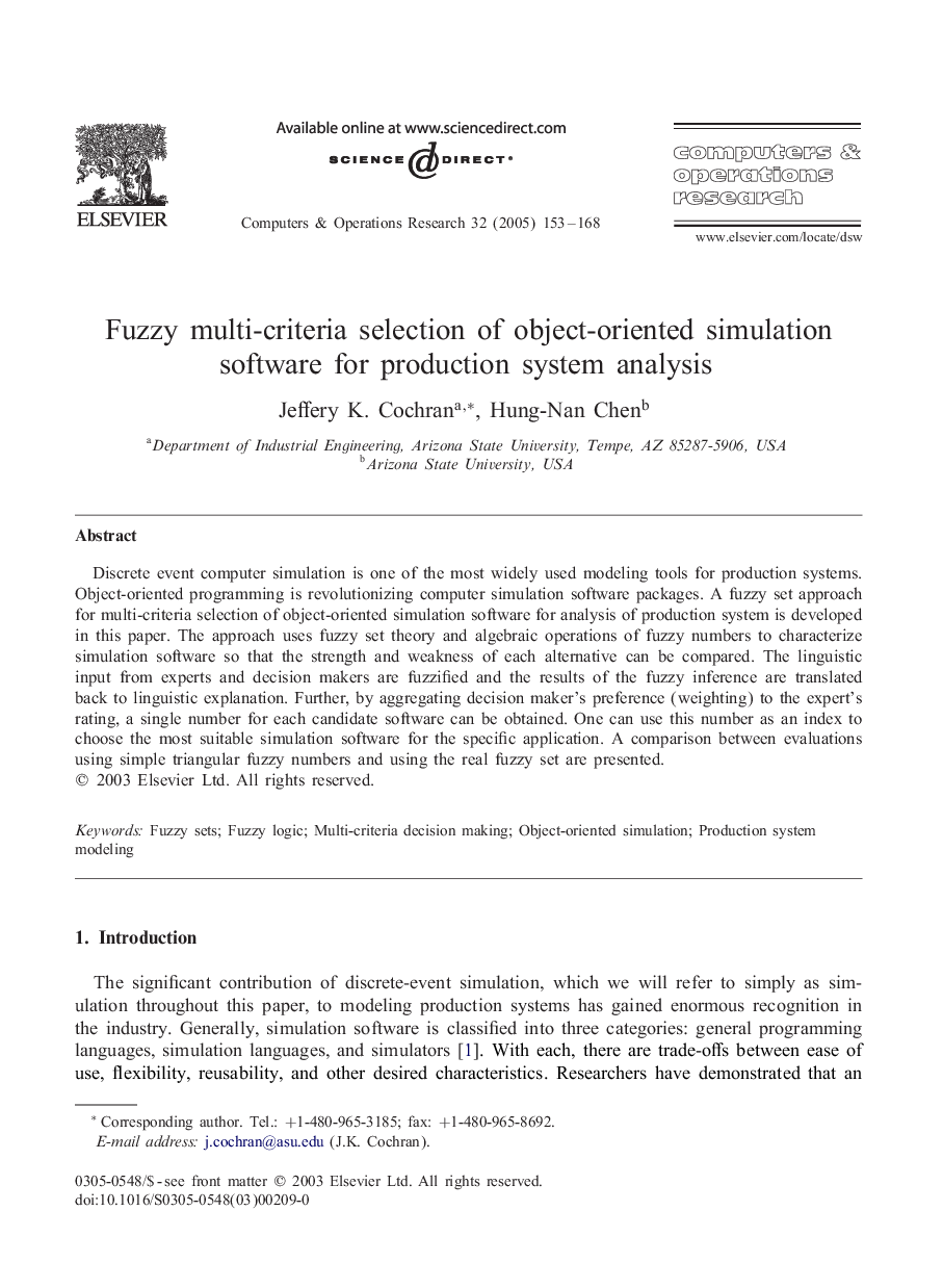 Fuzzy multi-criteria selection of object-oriented simulation software for production system analysis