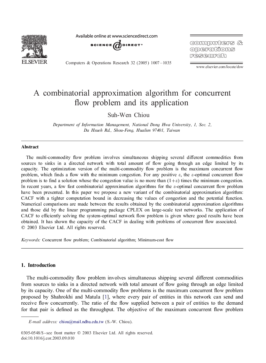 A combinatorial approximation algorithm for concurrent flow problem and its application