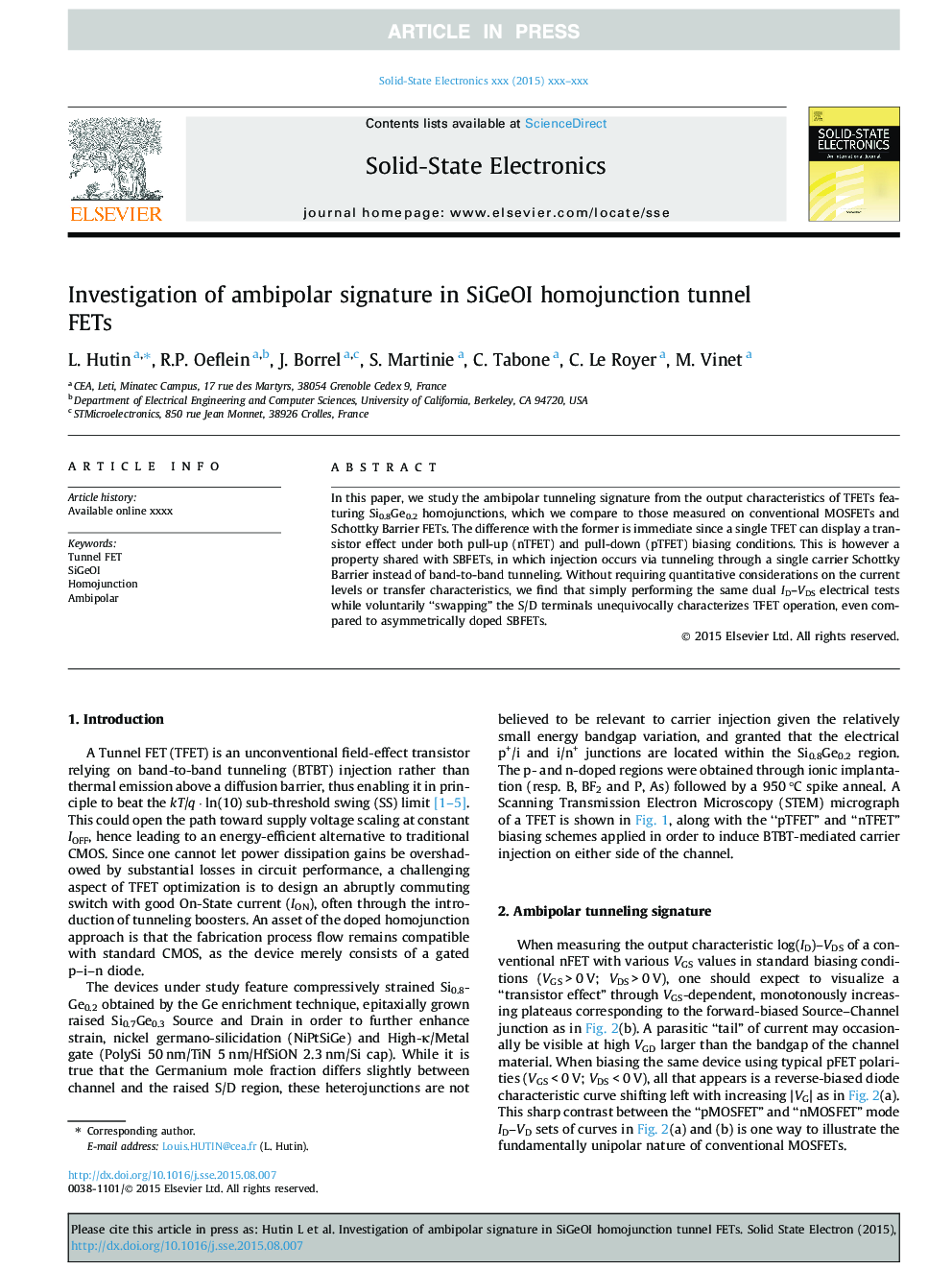 Investigation of ambipolar signature in SiGeOI homojunction tunnel FETs