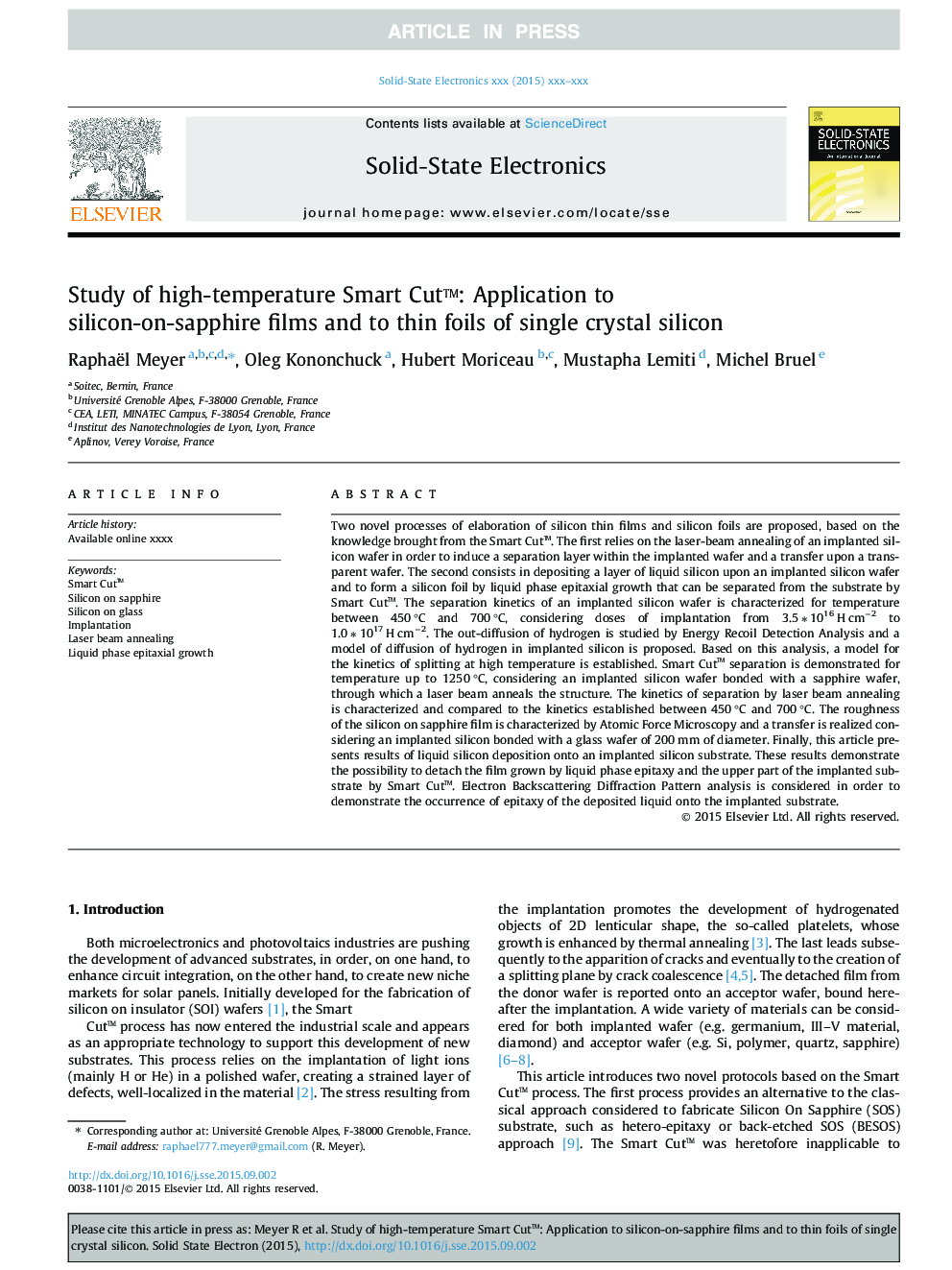 Study of high-temperature Smart Cutâ¢: Application to silicon-on-sapphire films and to thin foils of single crystal silicon