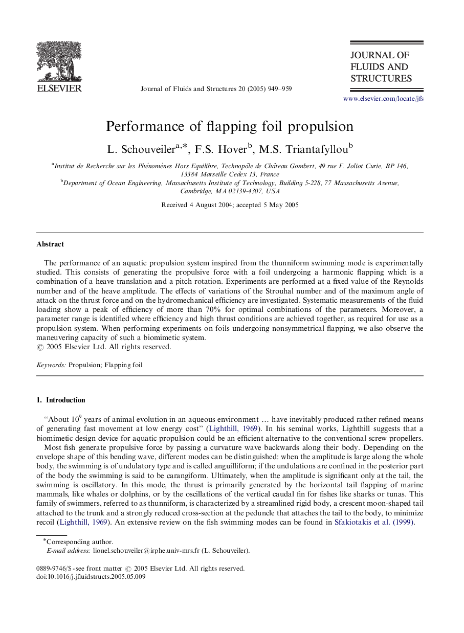 Performance of flapping foil propulsion