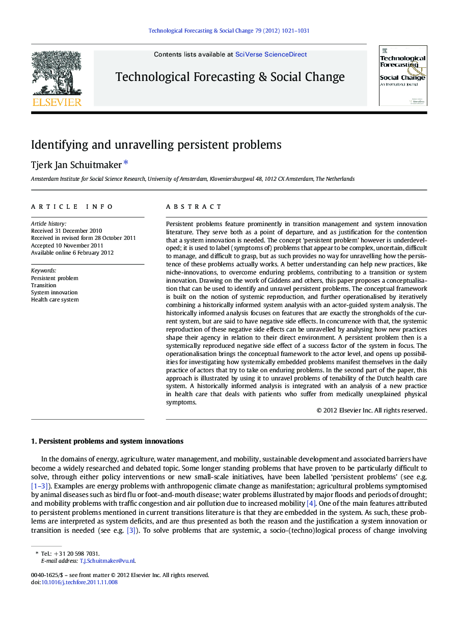Identifying and unravelling persistent problems