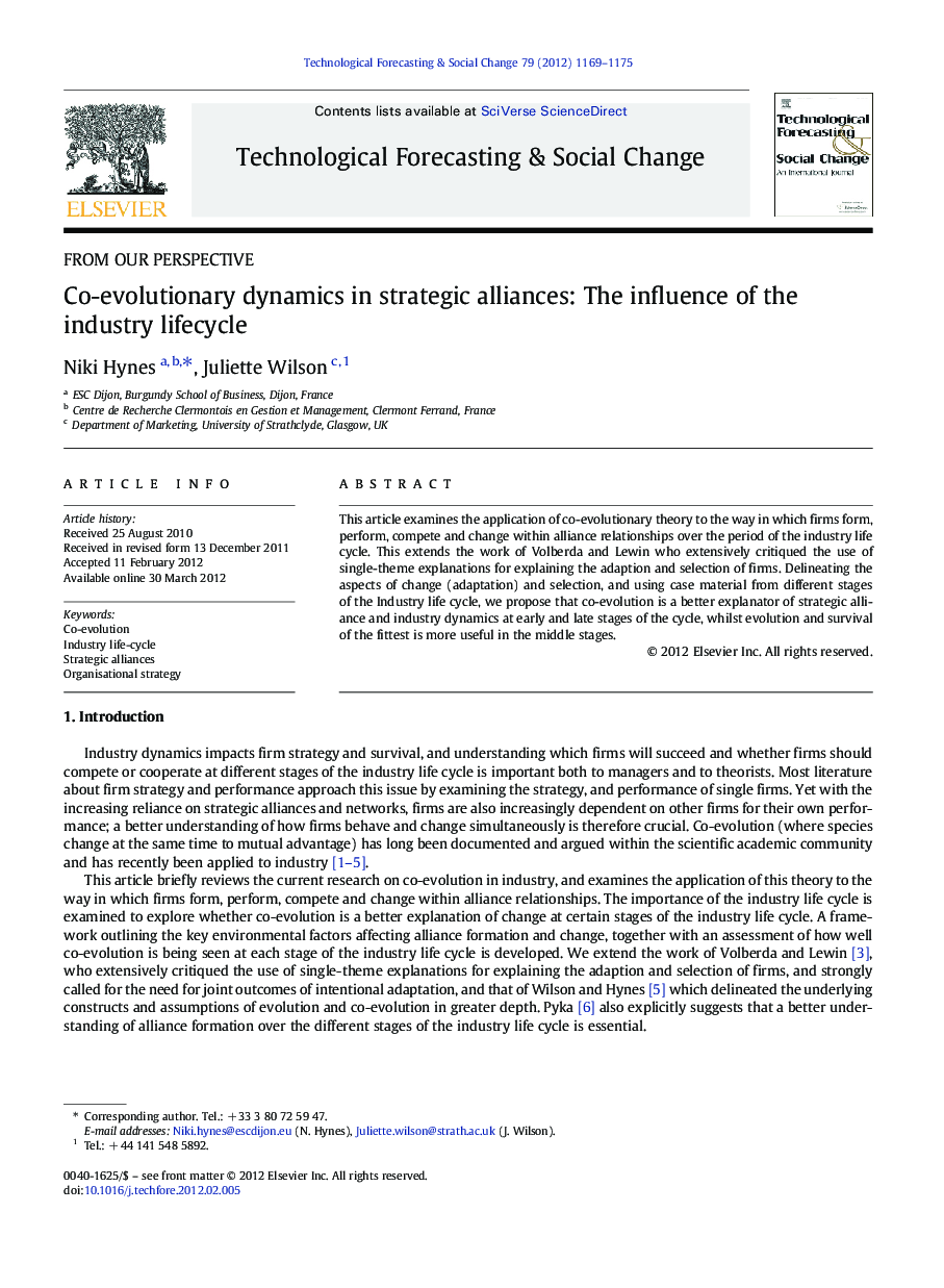 Co-evolutionary dynamics in strategic alliances: The influence of the industry lifecycle