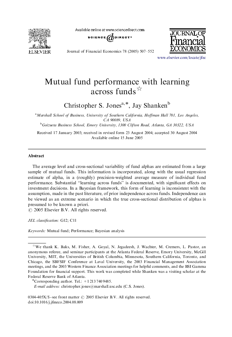 Mutual fund performance with learning across funds