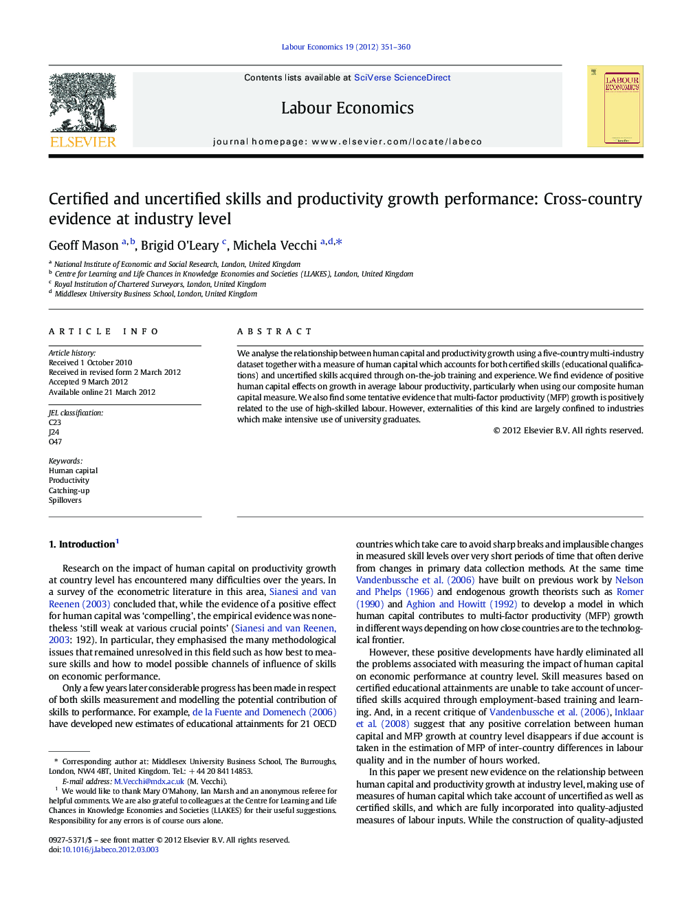 Certified and uncertified skills and productivity growth performance: Cross-country evidence at industry level