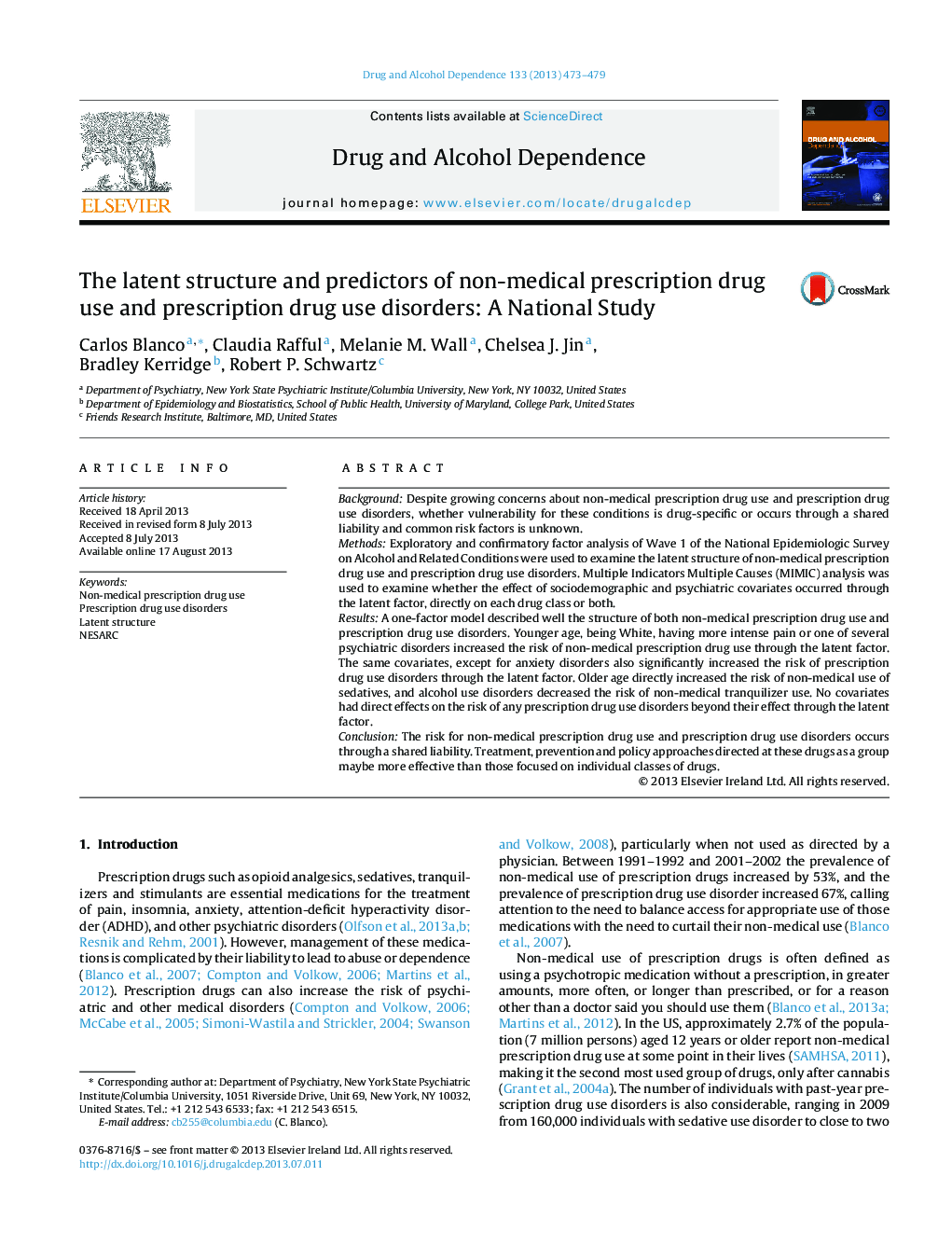 ساختار پنهان و پیش بینی کننده های مصرف داروهای تجویزی غیر مجاز و اختلالات مصرف داروهای تجویزی: یک مطالعه ملی 