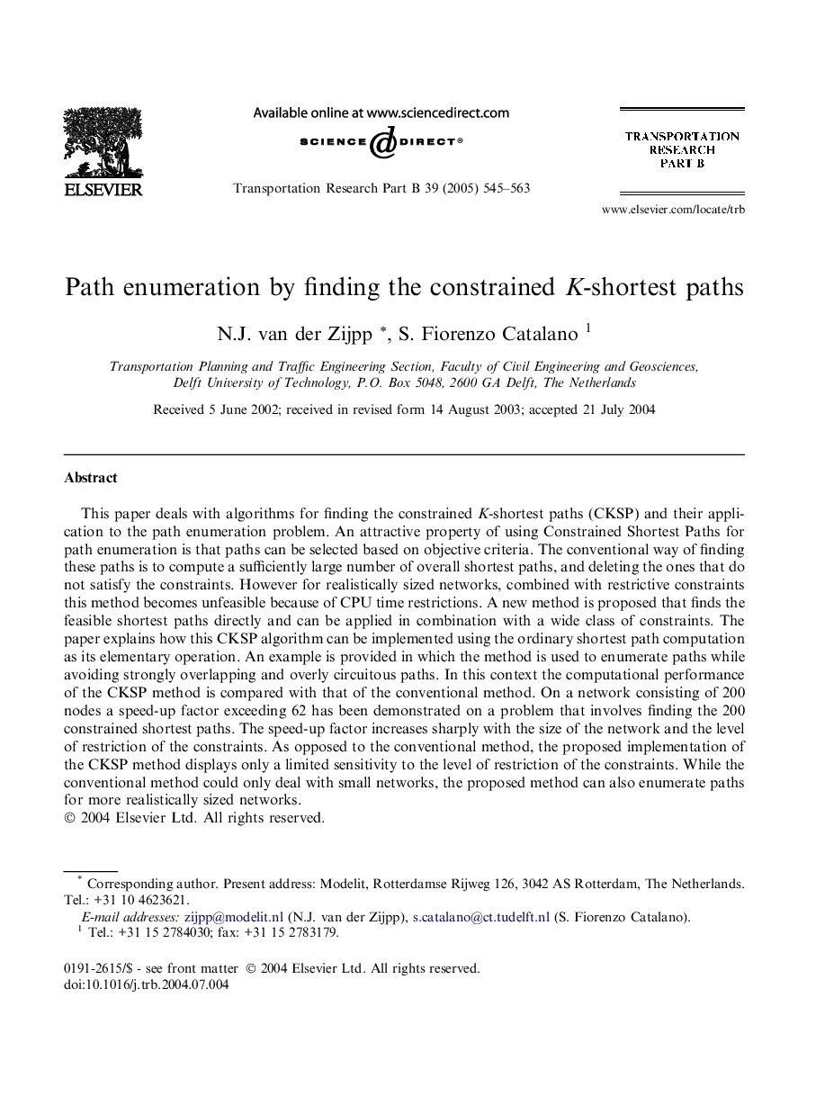 Path enumeration by finding the constrained K-shortest paths