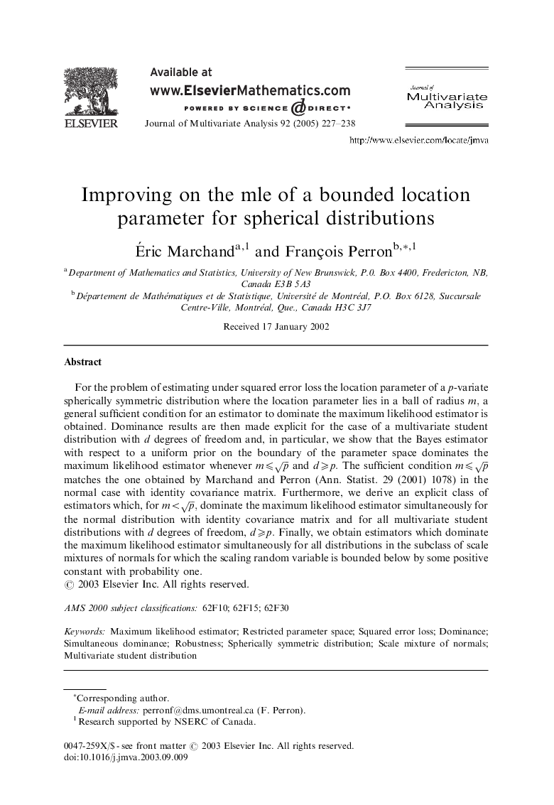 Improving on the mle of a bounded location parameter for spherical distributions