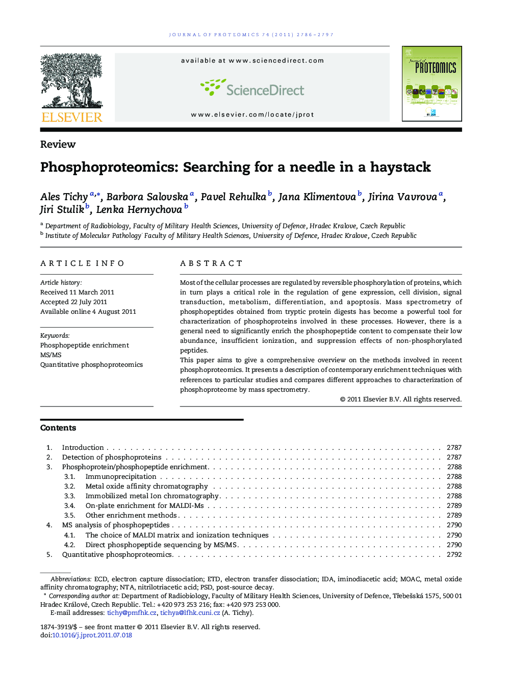 Phosphoproteomics: Searching for a needle in a haystack