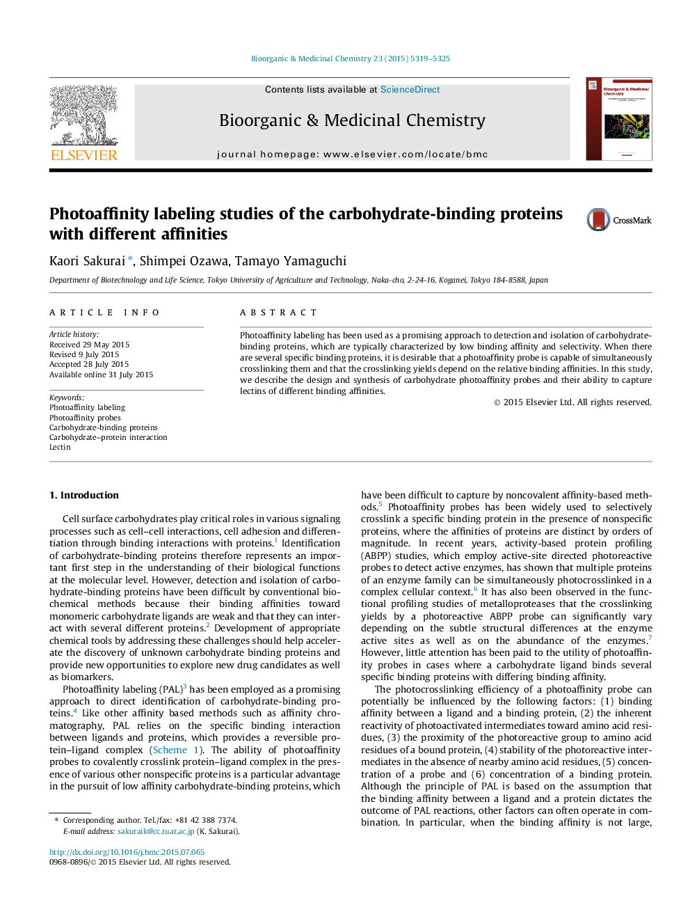 Photoaffinity labeling studies of the carbohydrate-binding proteins with different affinities