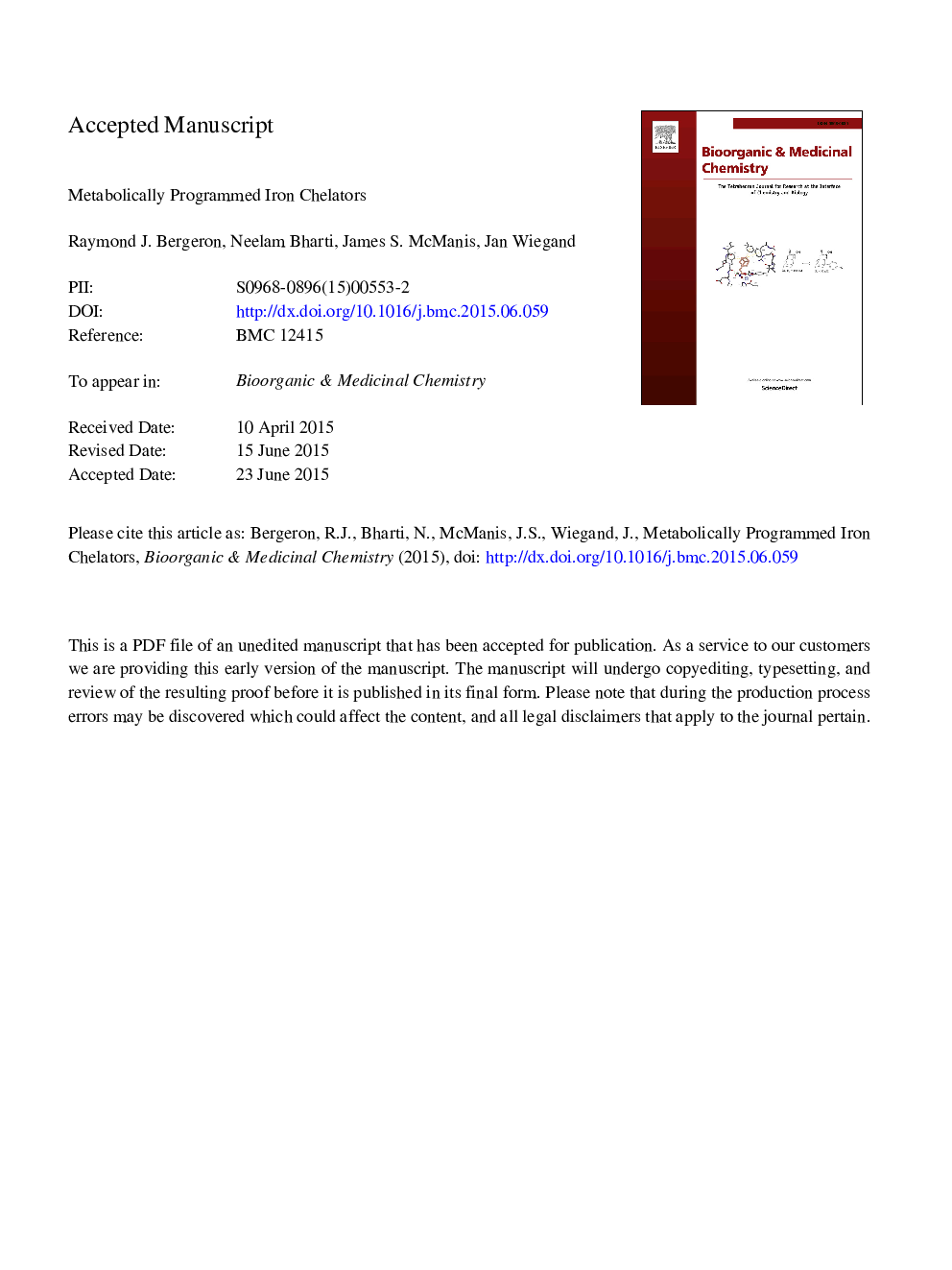 Metabolically programmed iron chelators