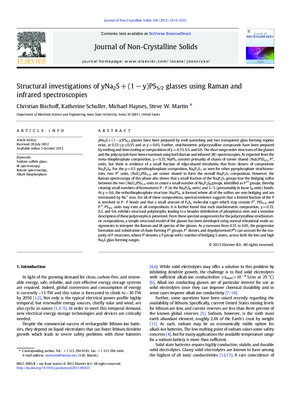 Structural investigations of yNa2SÂ +Â (1Â âÂ y)PS5/2 glasses using Raman and infrared spectroscopies