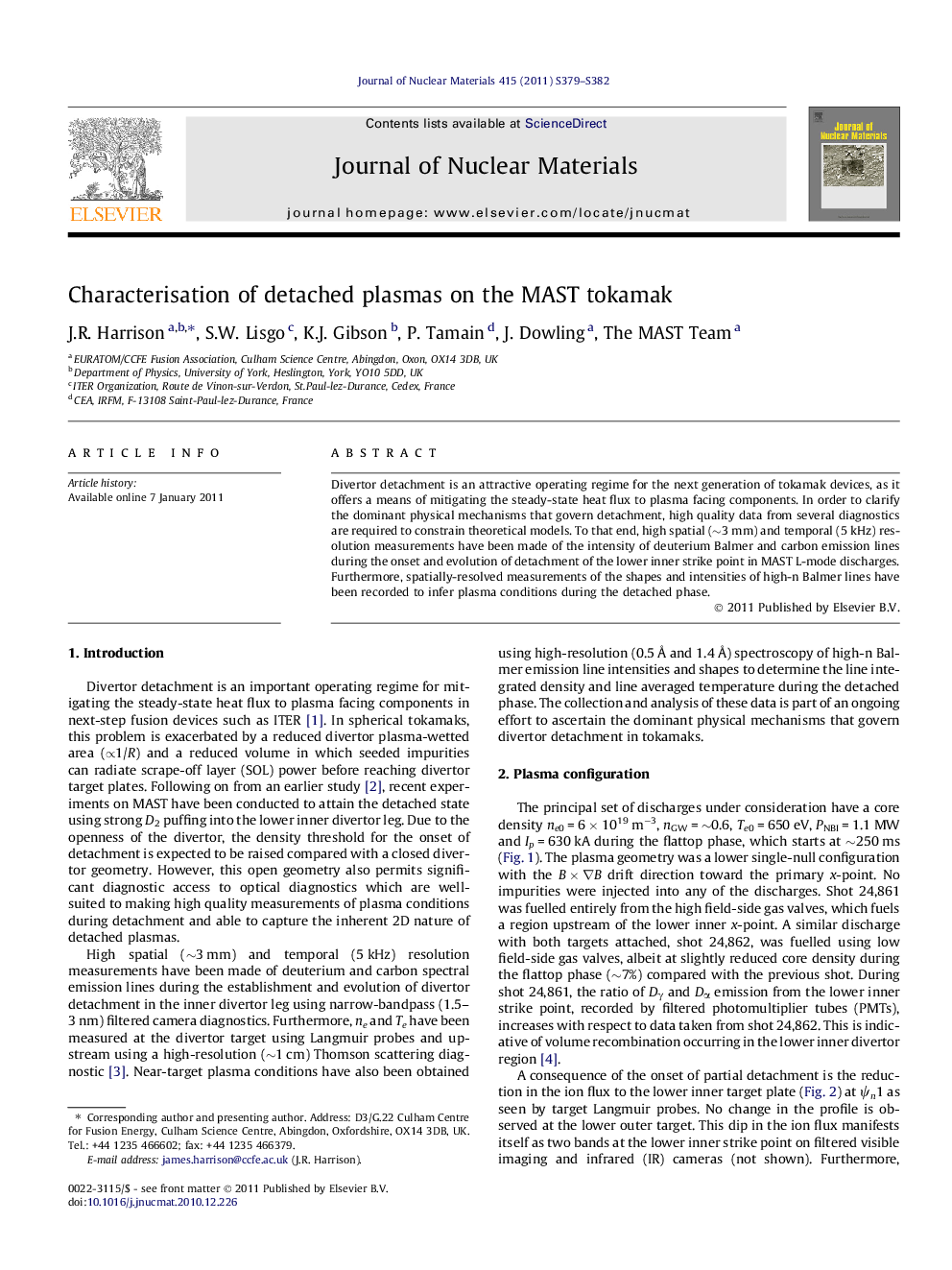 Characterisation of detached plasmas on the MAST tokamak