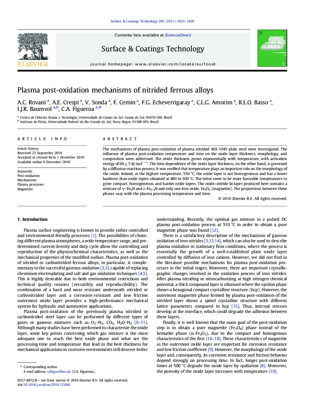 Plasma post-oxidation mechanisms of nitrided ferrous alloys