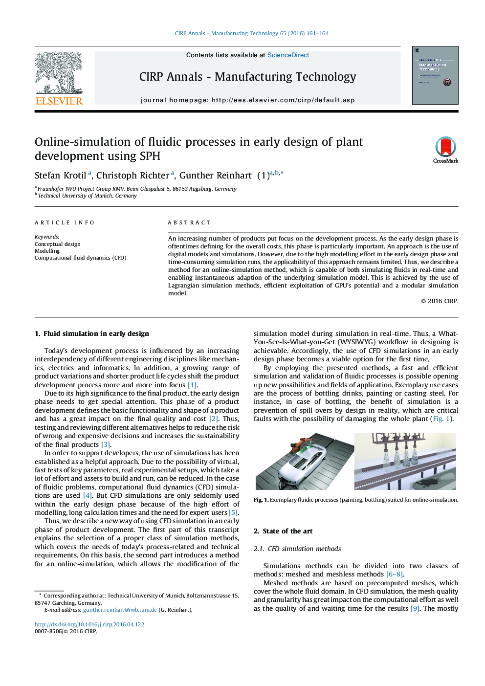 Online-simulation of fluidic processes in early design of plant development using SPH