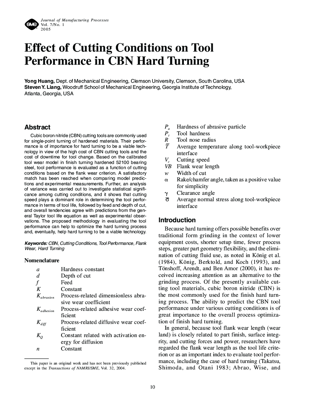 Effect of Cutting Conditions on Tool Performance in CBN Hard Turning